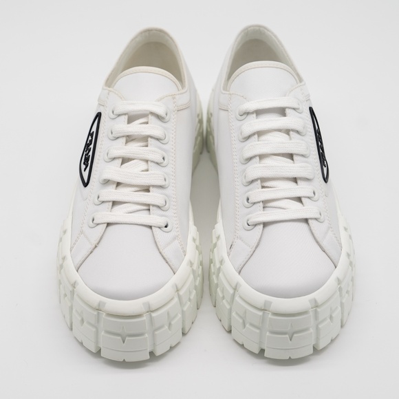 size 39.5eu 9.5 US Prada Double Wheel Platform Sneaker White Nylon - Picture 3 of 16